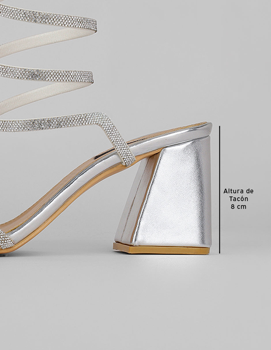 Sandalia con tacón Glowm en Sintético – Plata