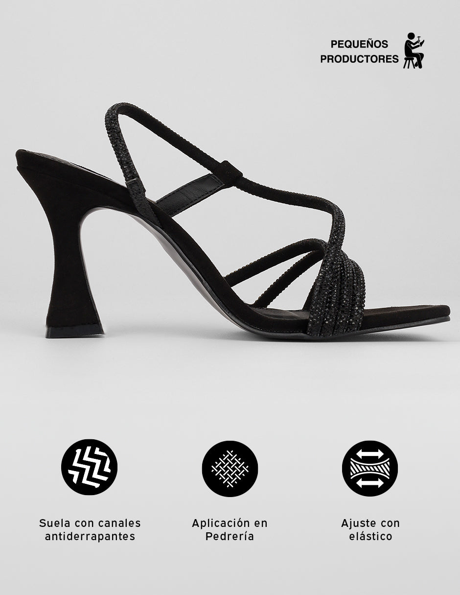 Sandalia con tacón Glowm en Sintético – Negro