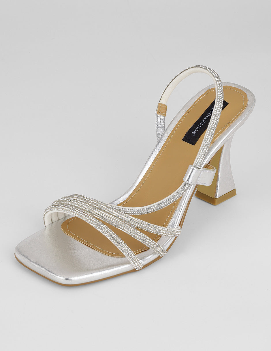 Sandalia con tacón Glowm en Sintético – Plata