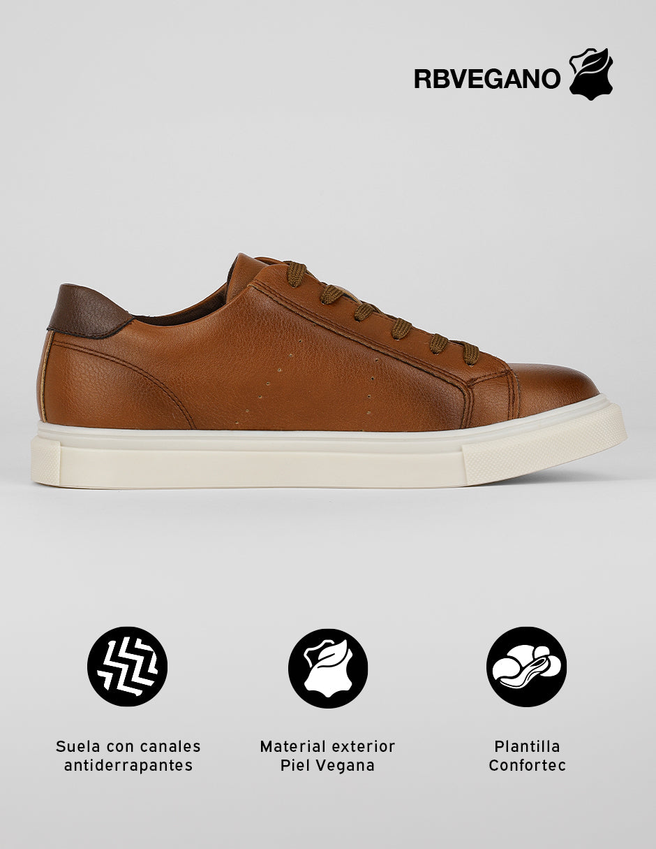 Tenis con cordones Urban en Piel vegana – Café
