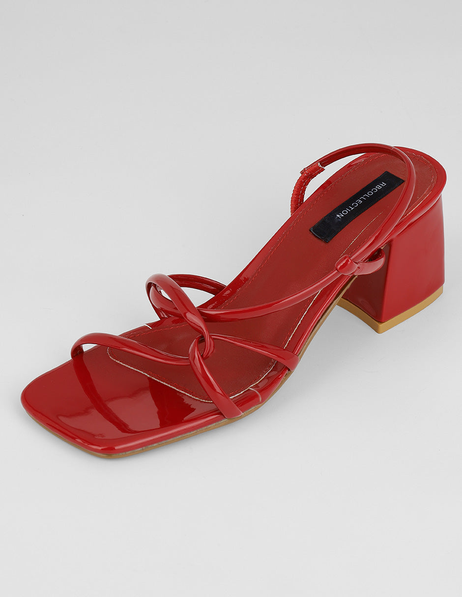 Sandalia con tacón Milley en Charol – Rojo
