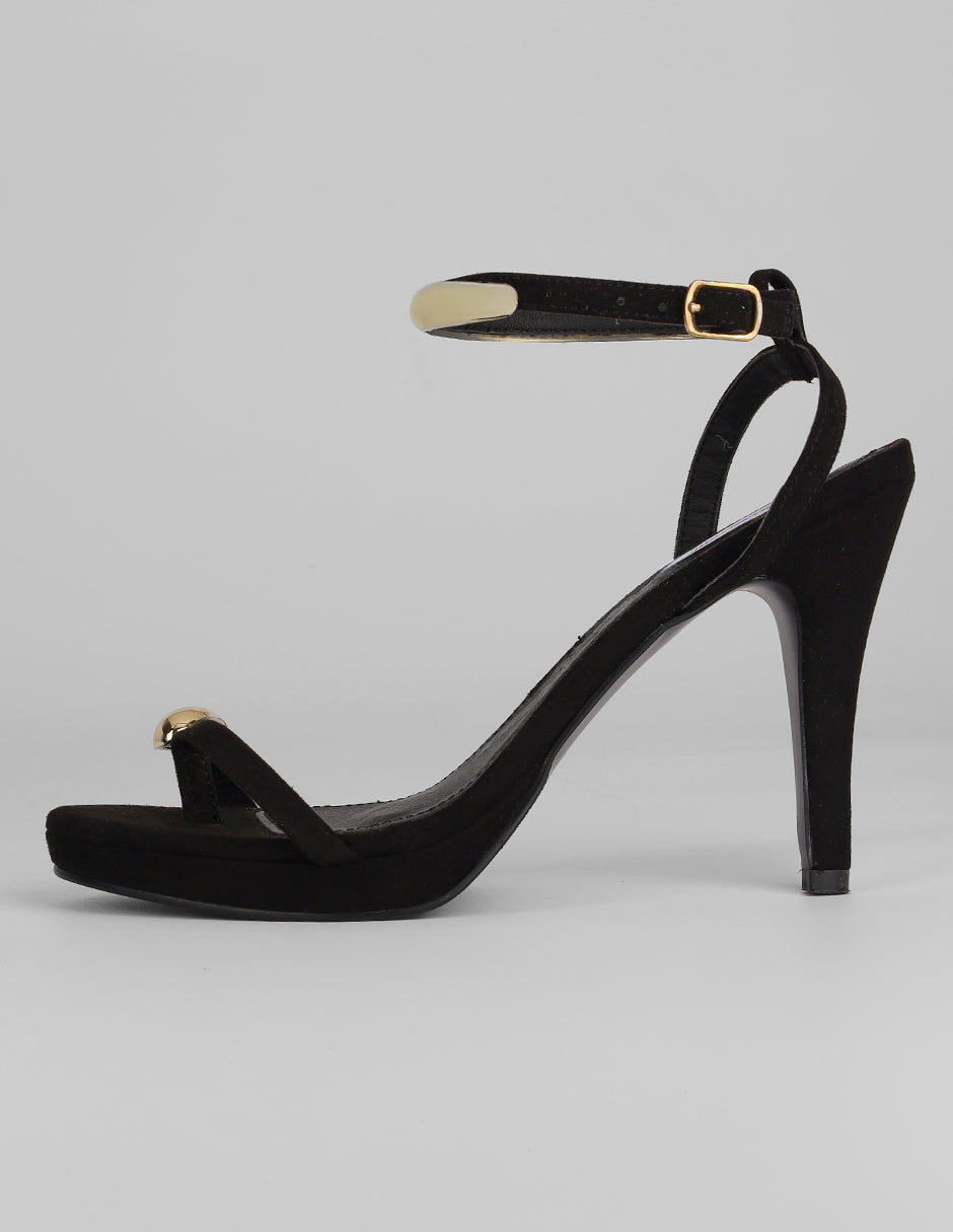 Sandalia con tacón Exterior Gamuza Color Negro Para Mujer De RBCOLLECTION