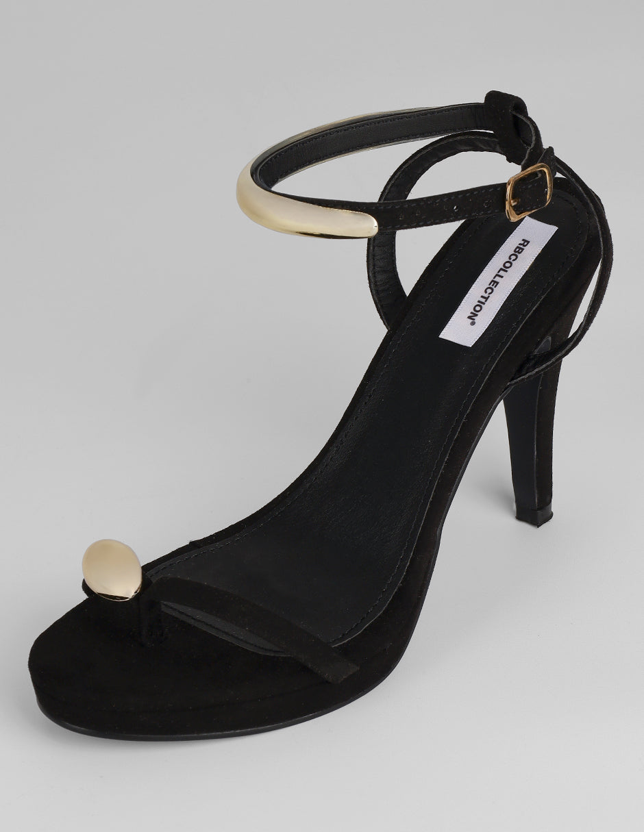 Sandalia con tacón Sylen en Gamuza – Negro