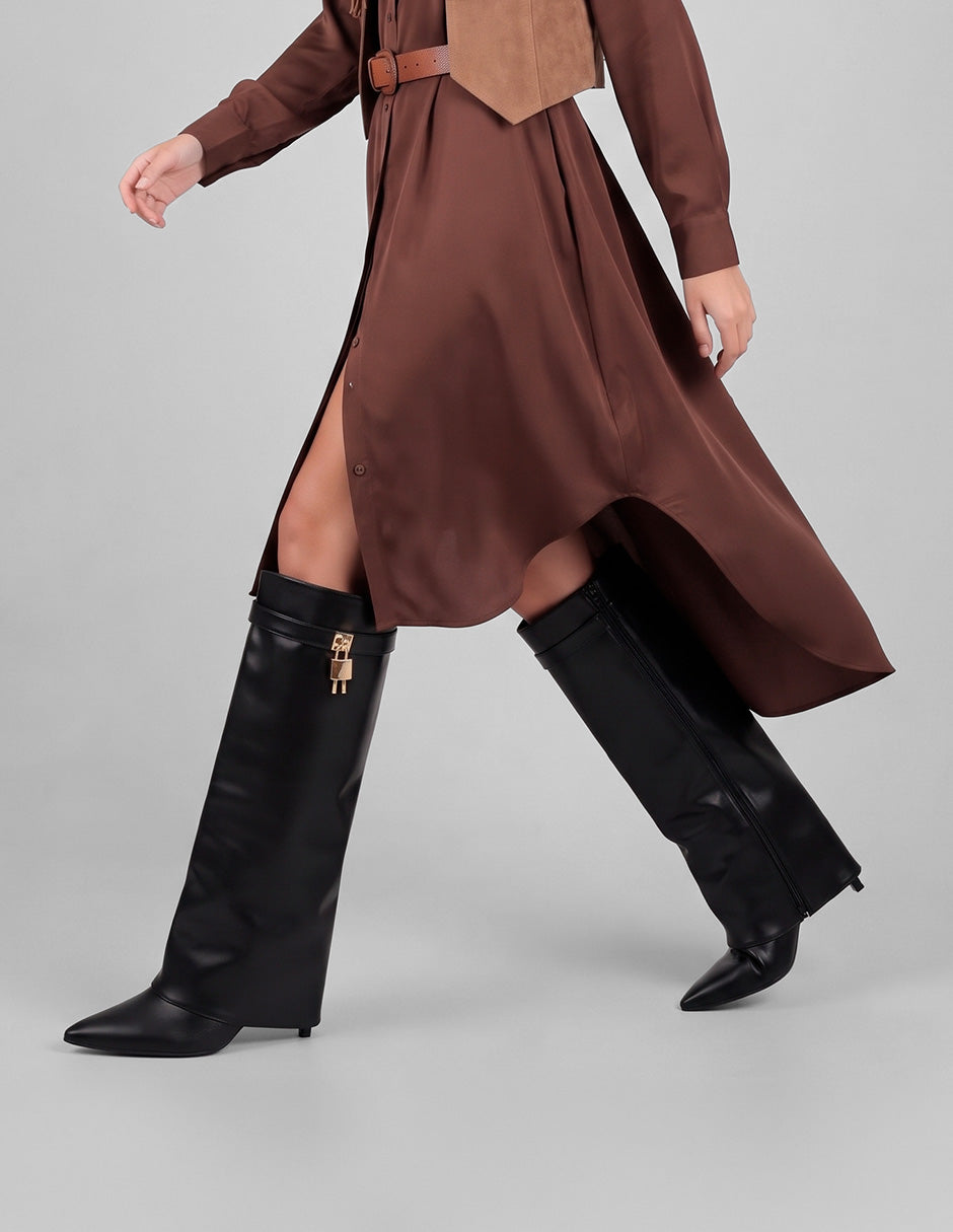 Botas altas ZHARA en Piel vegana – Negro