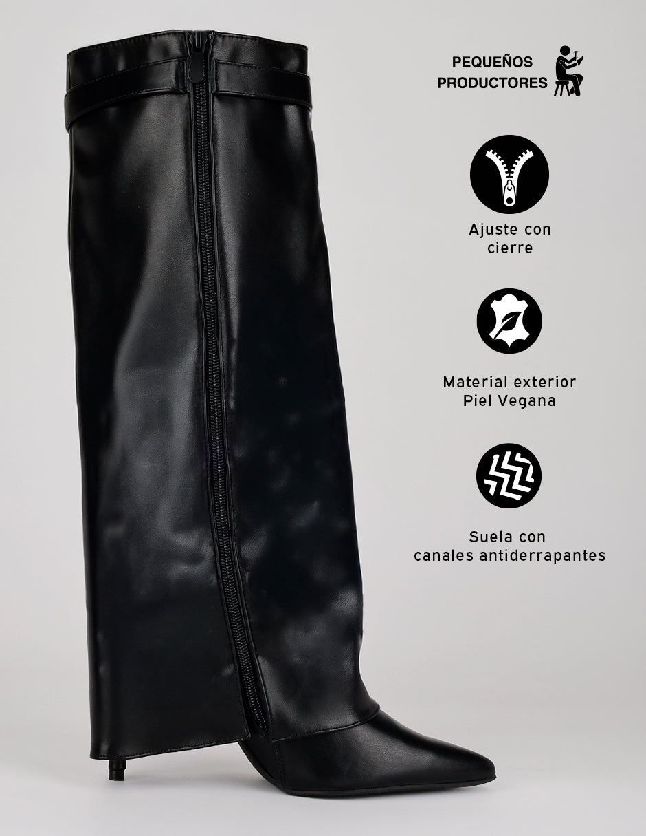 Botas altas ZHARA en Piel vegana – Negro