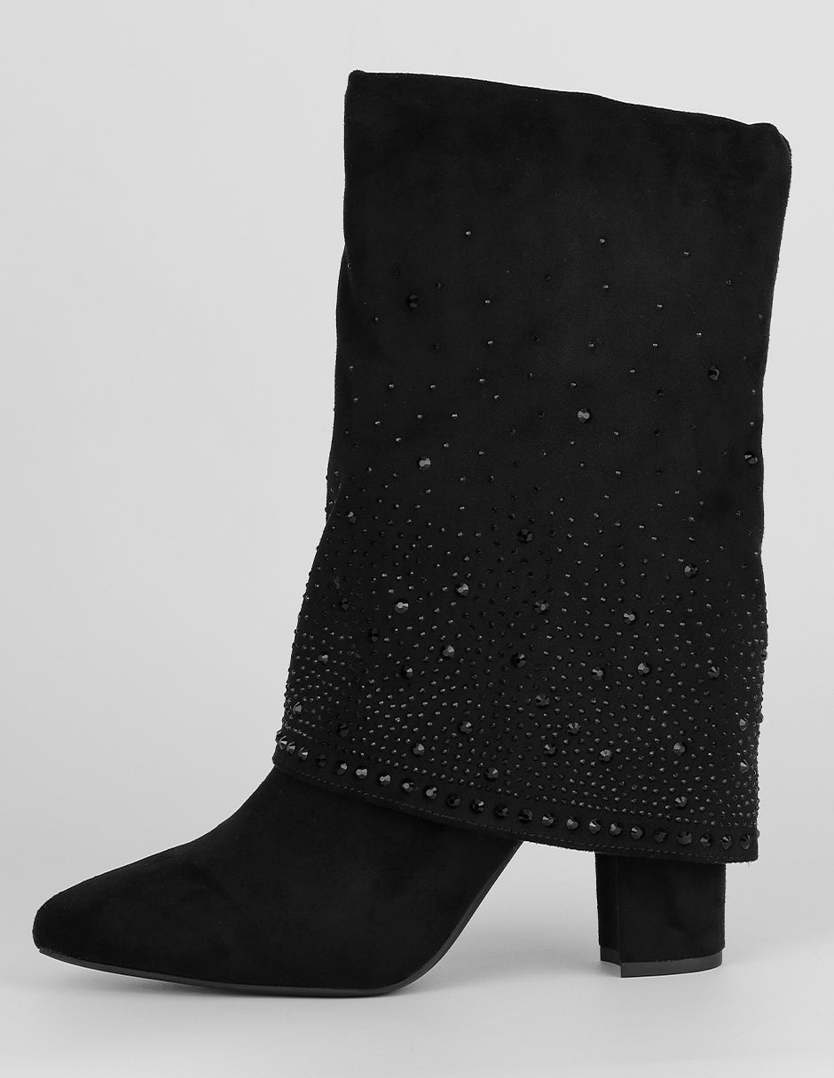 Botín con tacón Exterior Gamuza Color Negro Para Mujer De RBCOLLECTION