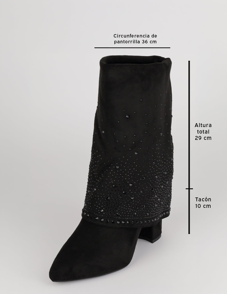 Botín con tacón Zhara en Gamuza – Negro
