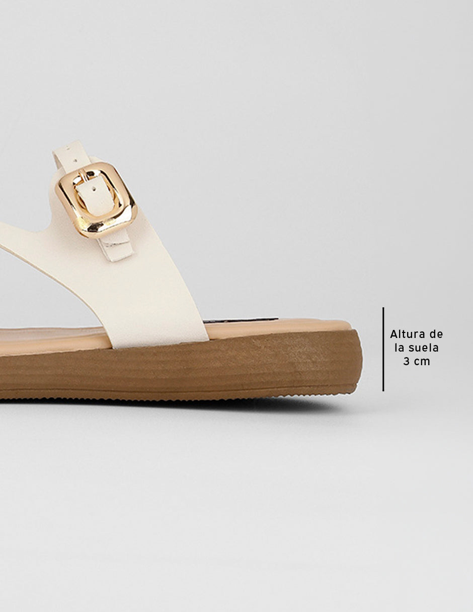 Sandalias de piso Brit en Piel vegana – Blanco