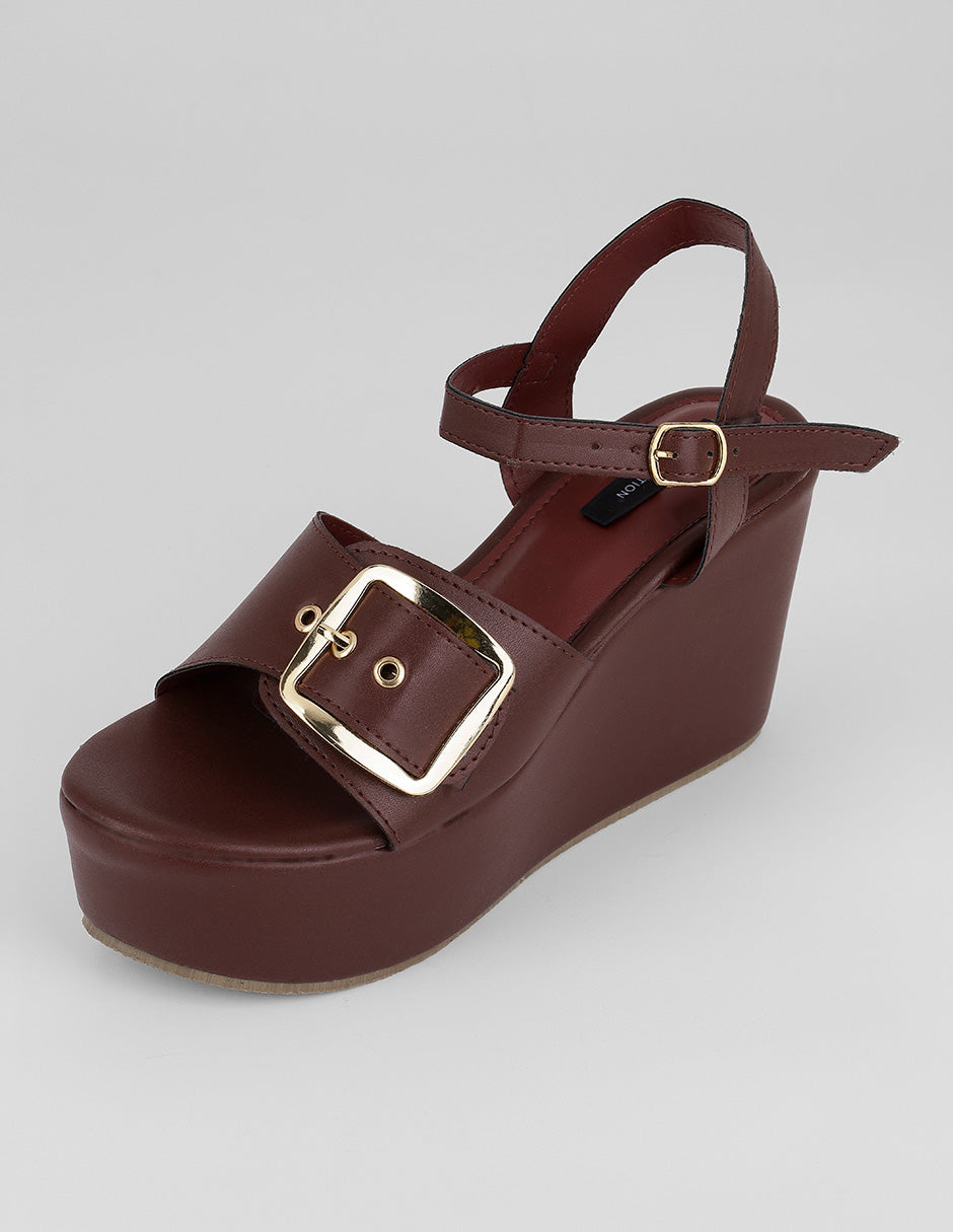 Sandalias con plataforma Naia en Piel vegana – Rojo