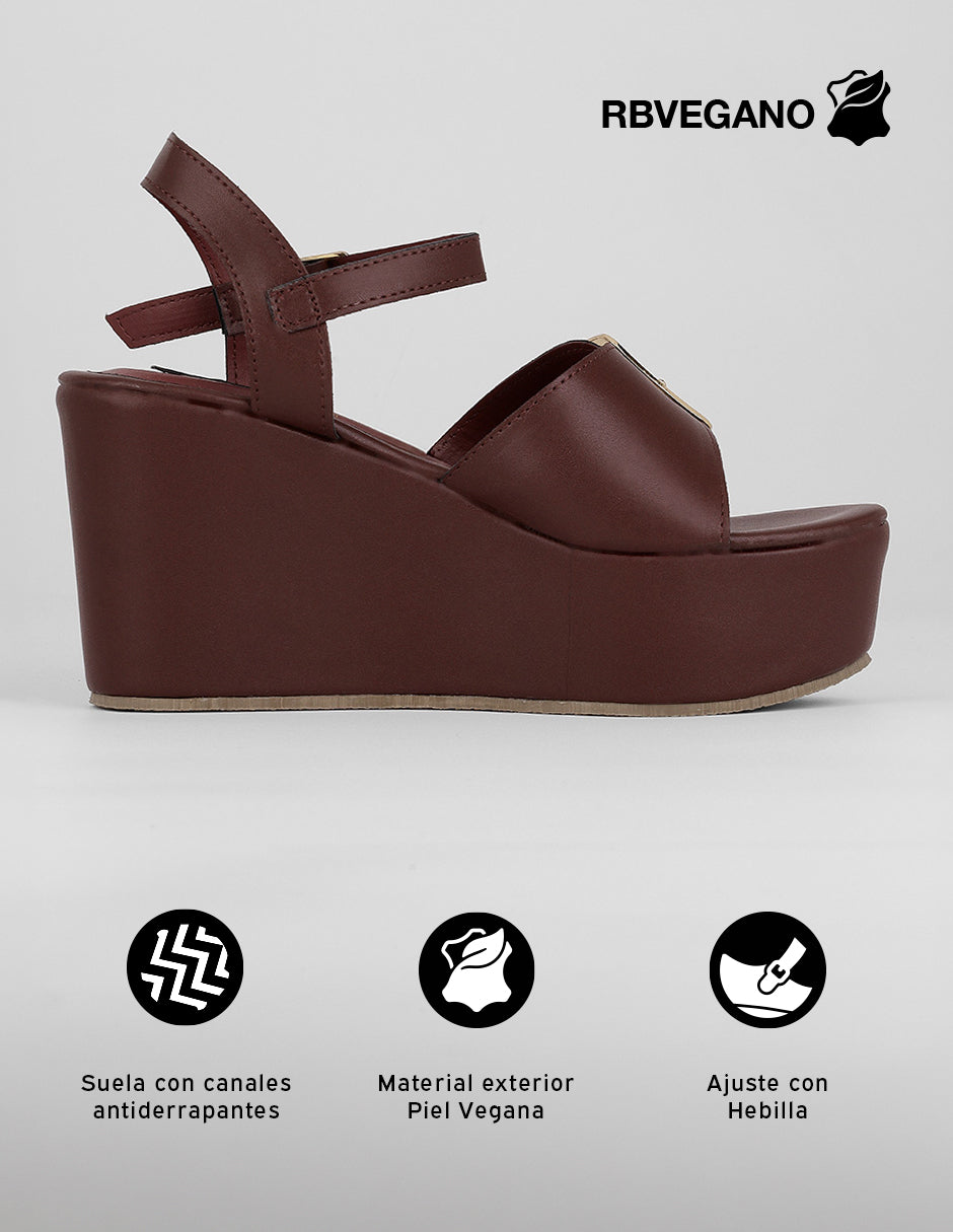 Sandalias con plataforma Naia en Piel vegana – Rojo