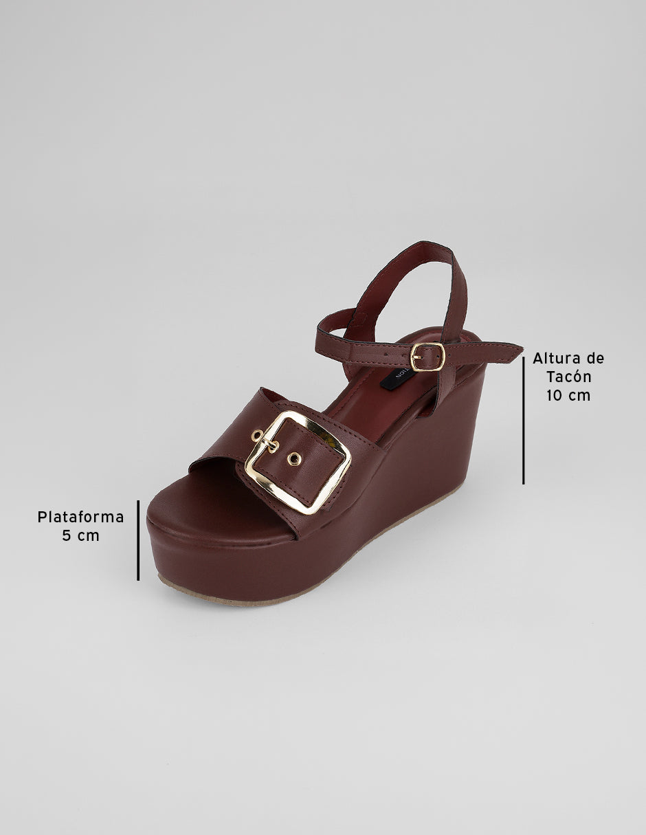 Sandalias con plataforma Naia en Piel vegana – Rojo