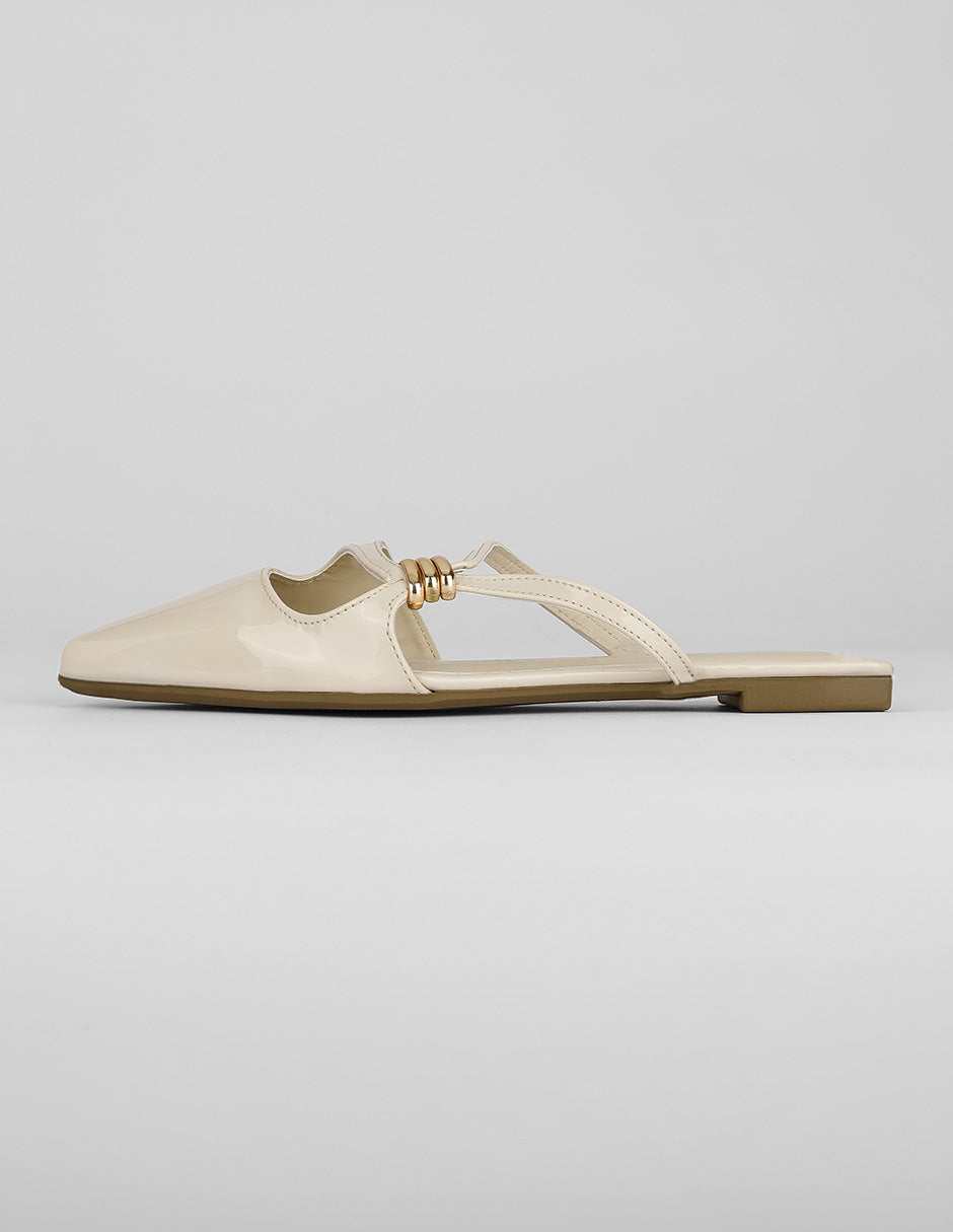 Flats clásicas Exterior Charol Color Beige Para Mujer De RBCOLLECTION