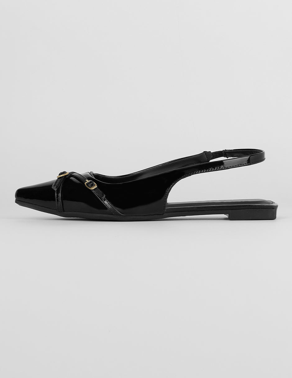 Flats clásicas Exterior Charol Color Negro Para Mujer De RBCOLLECTION