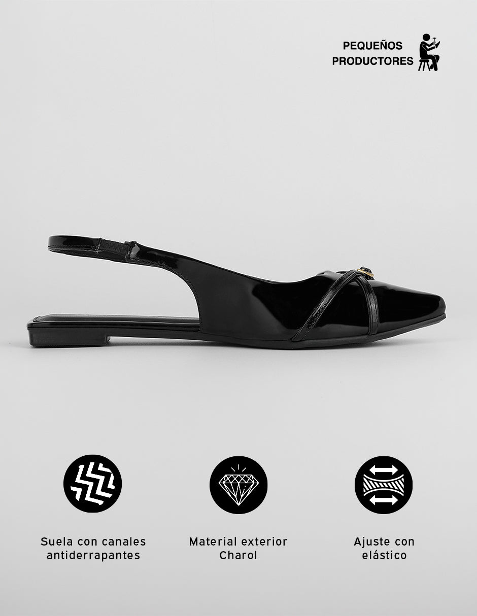 Flats clásicas Onne en Charol – Negro