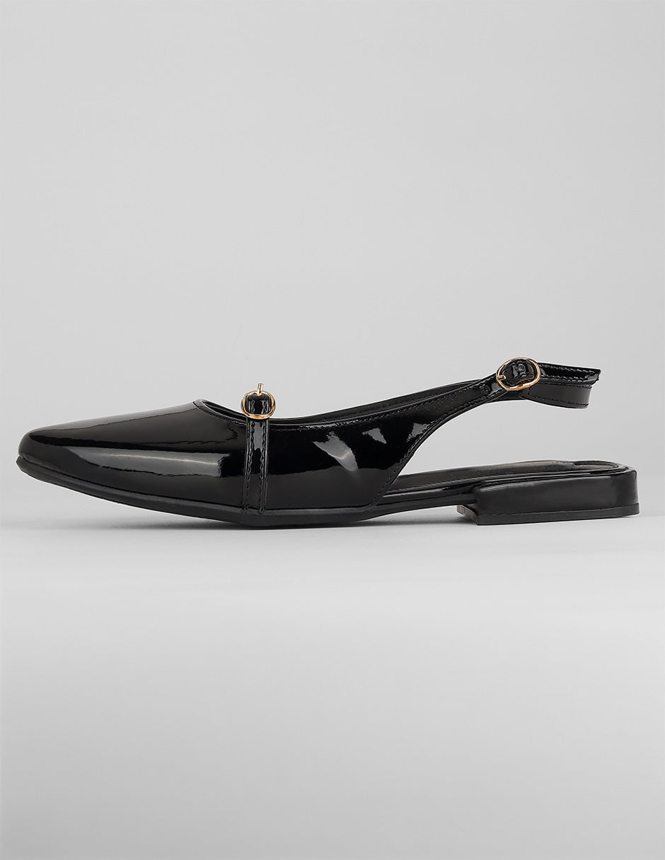 Flats clásicas Exterior Charol Color Negro Para Mujer De RBCOLLECTION