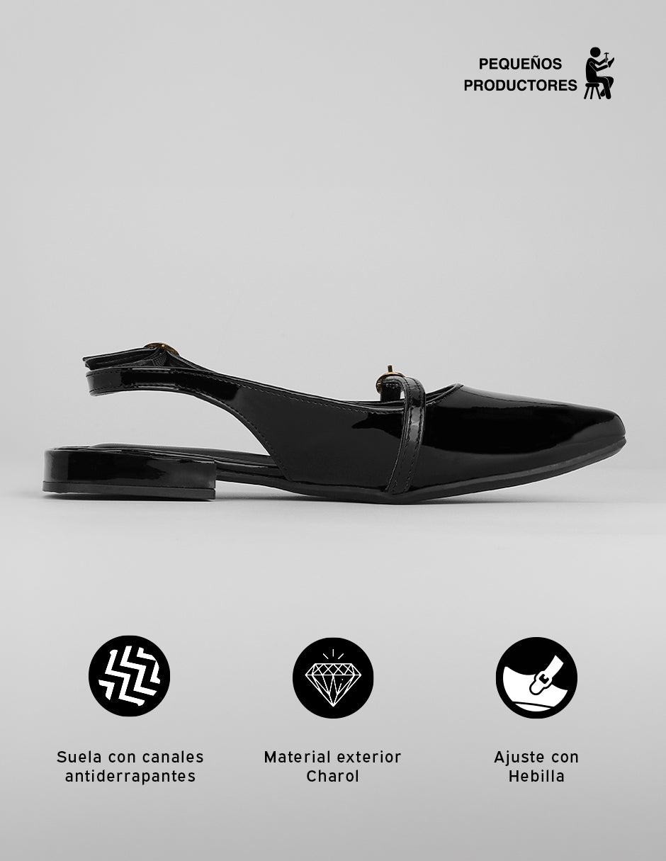 Flats clásicas Onne en Charol – Negro