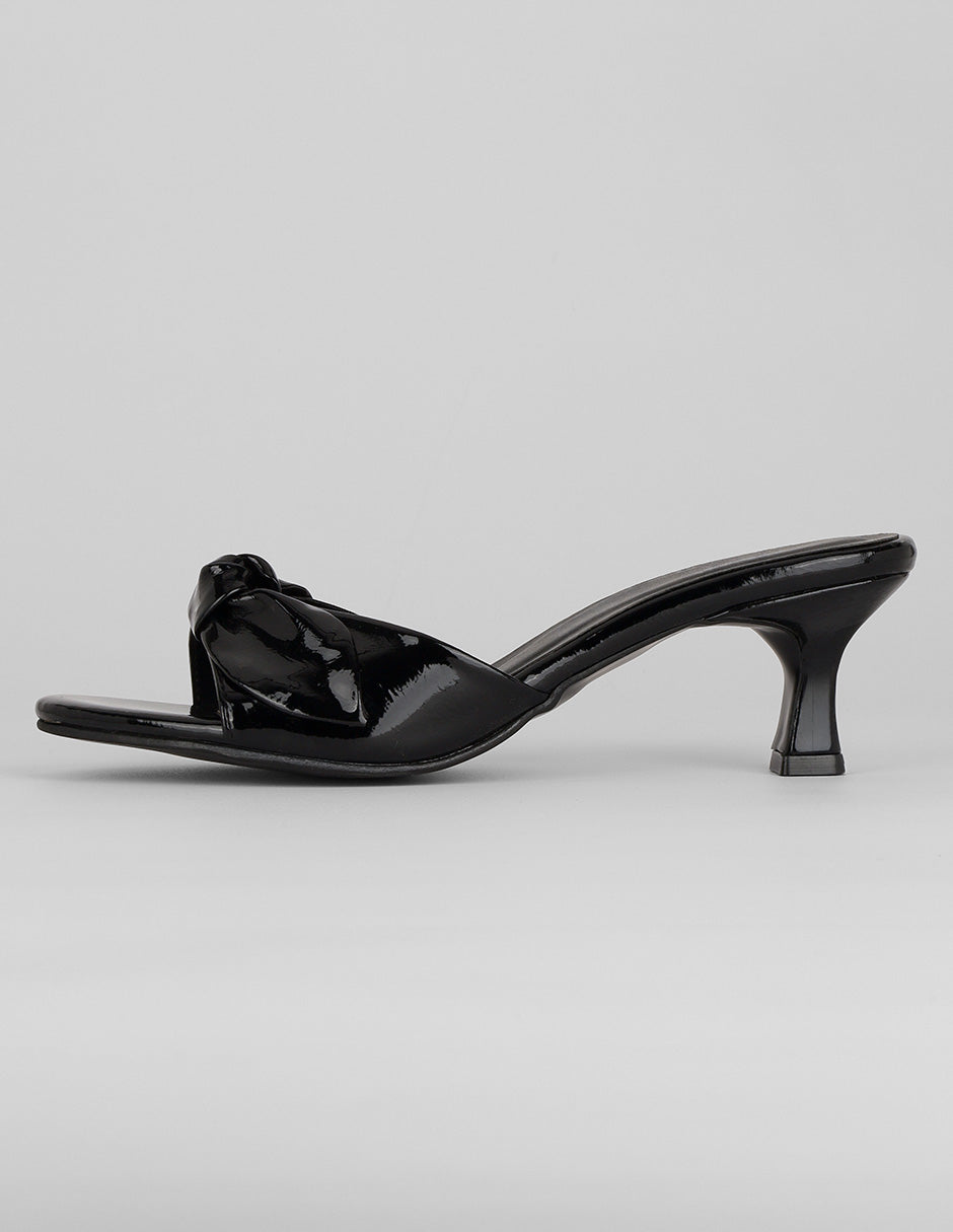 Sandalia con tacón Exterior Charol Color Negro Para Mujer De RBCOLLECTION