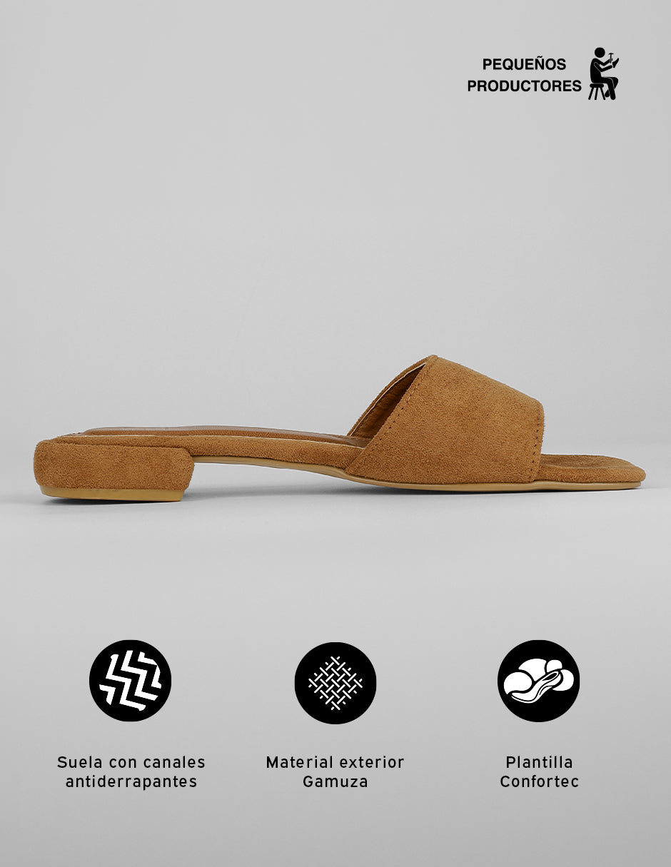 Sandalias de piso Soft en Gamuza – Café