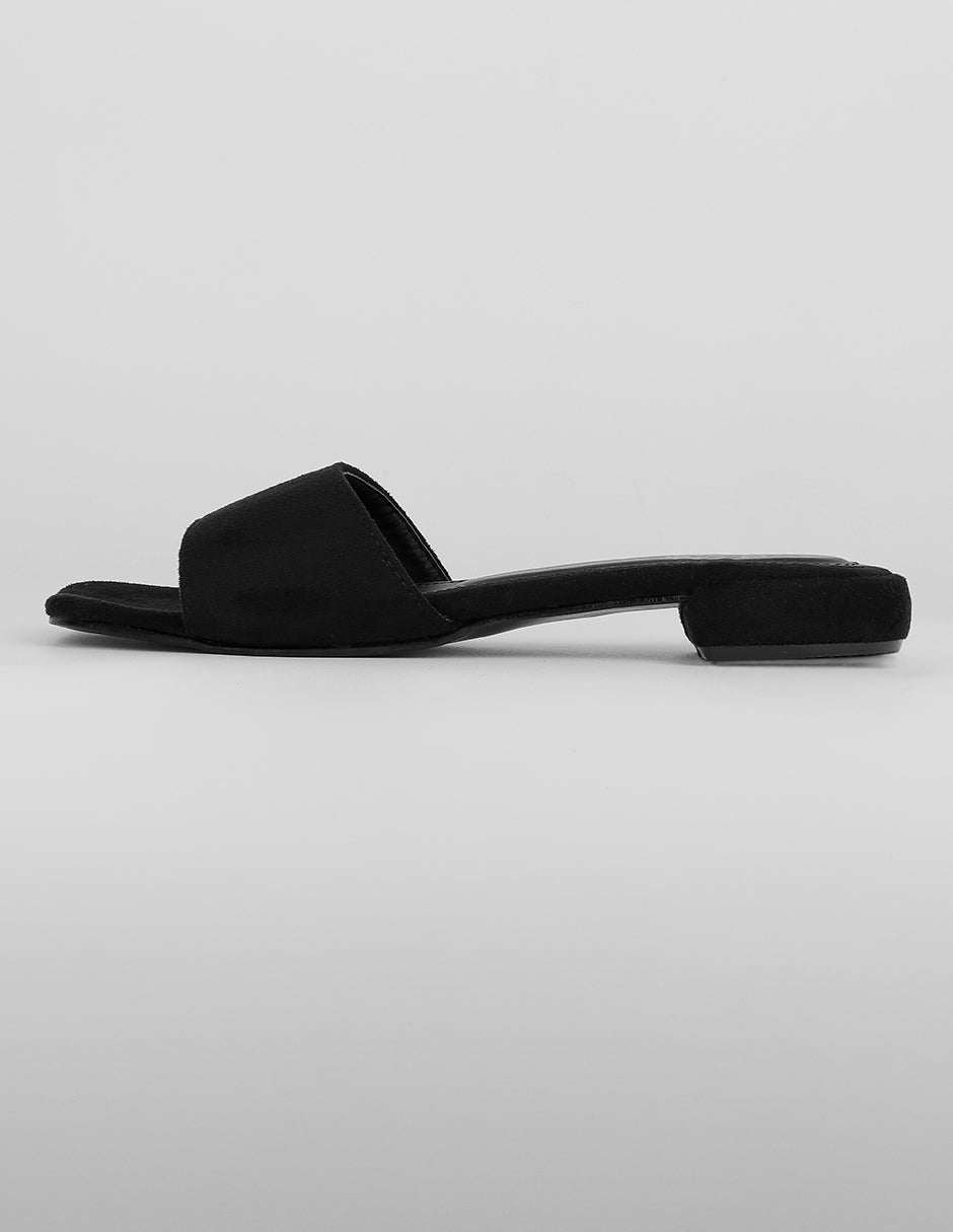 Sandalias de piso Exterior Gamuza Color Negro Para Mujer De RBCOLLECTION