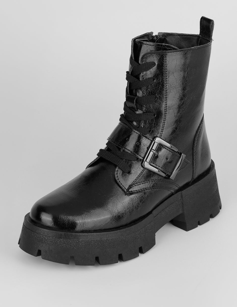 Botas casuales Bike en Piel vegana – Negro