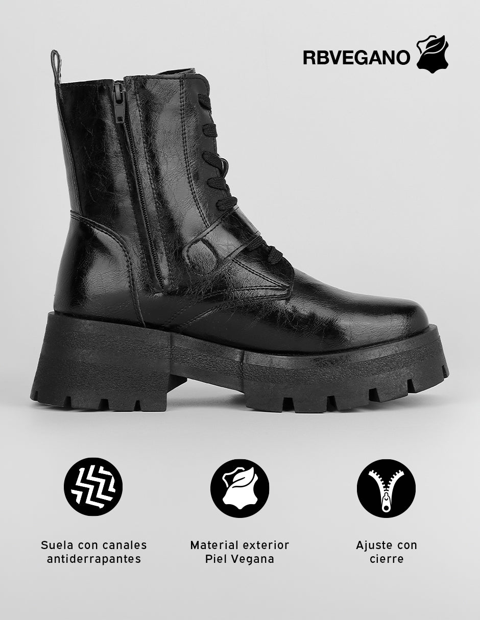 Botas casuales Bike en Piel vegana – Negro
