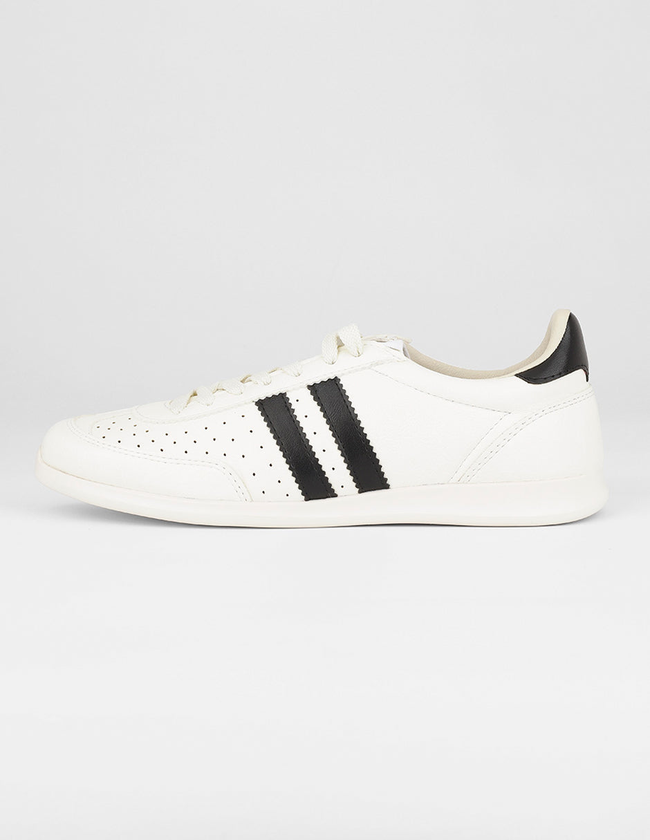 Tenis con cordones Exterior Piel vegana Color Blanco Para Mujer De RBCOLLECTION