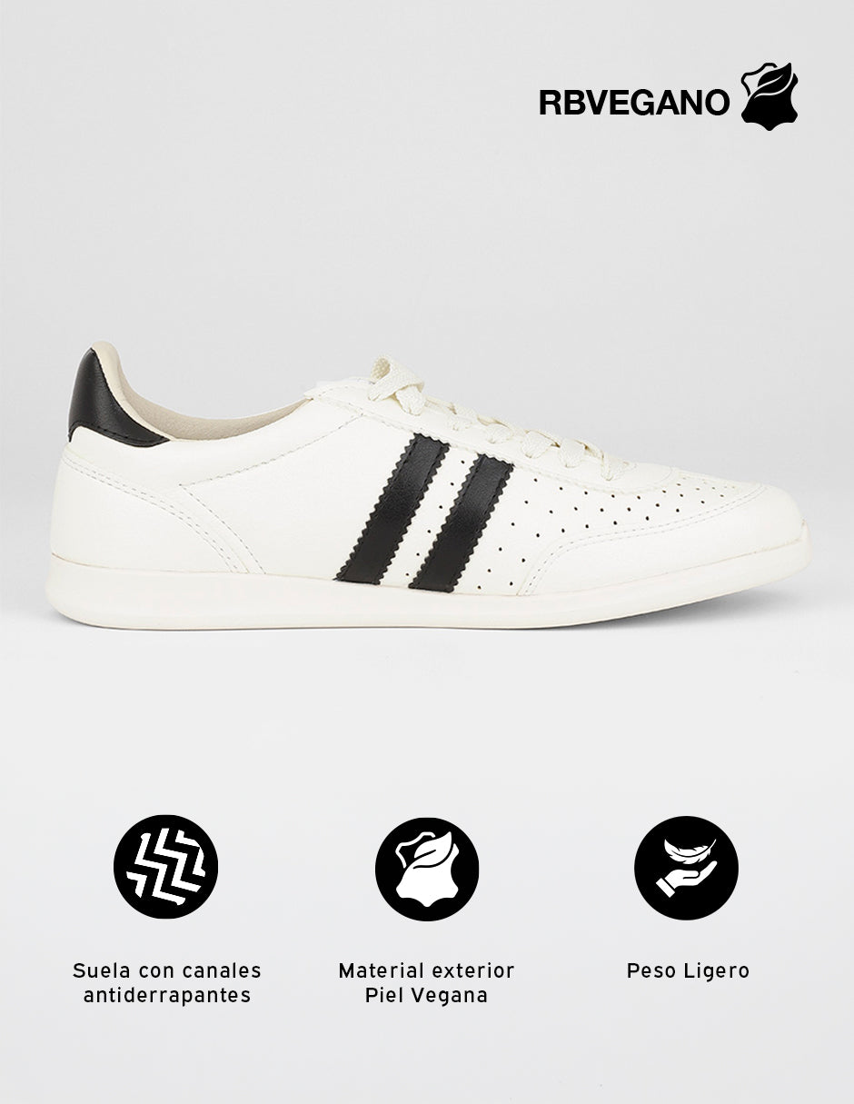Tenis con cordones  Sam en Piel vegana – Blanco