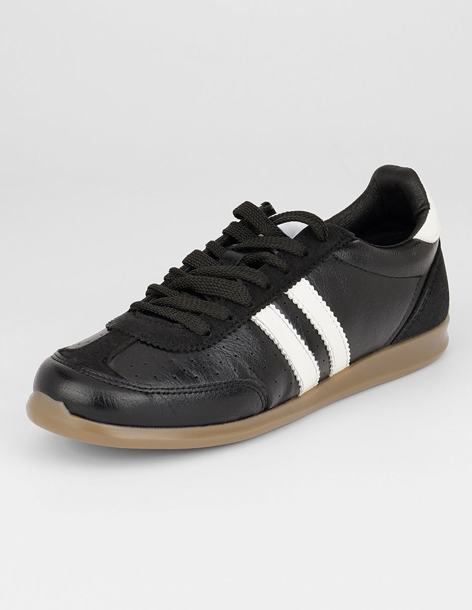 Tenis con cordones  Sam en Piel vegana – Negro