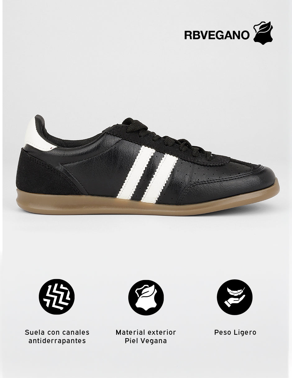 Tenis con cordones  Sam en Piel vegana – Negro