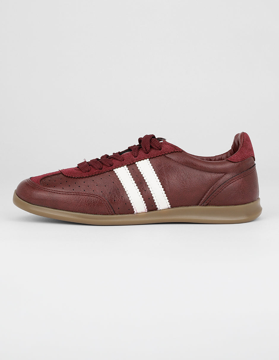 Tenis con cordones Exterior Piel vegana Color Vino Para Mujer De RBCOLLECTION