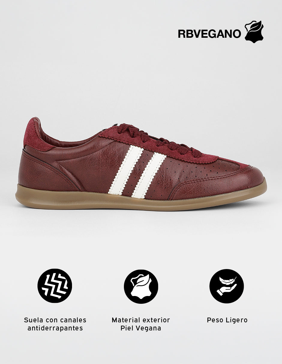 Tenis con cordones  Sam en Piel vegana – Vino