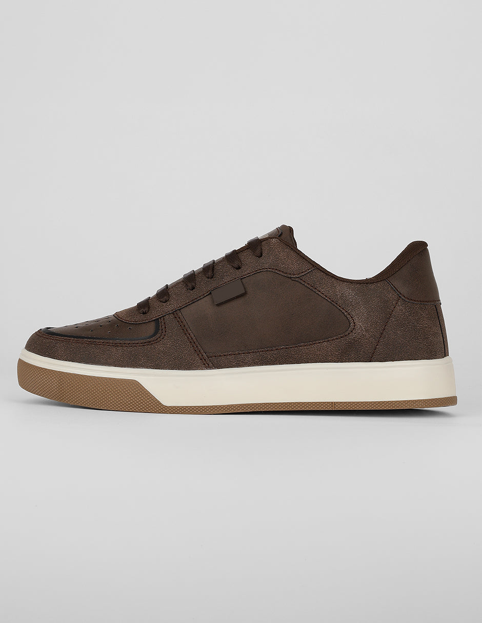 Tenis con cordones Exterior Piel vegana Color Café Para Hombre De RBCOLLECTION