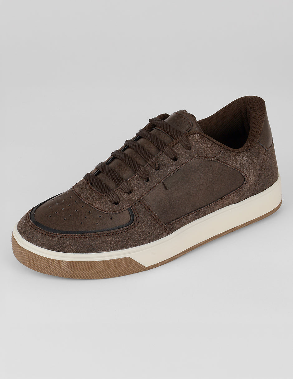 Tenis con cordones Urban en Piel vegana – Café