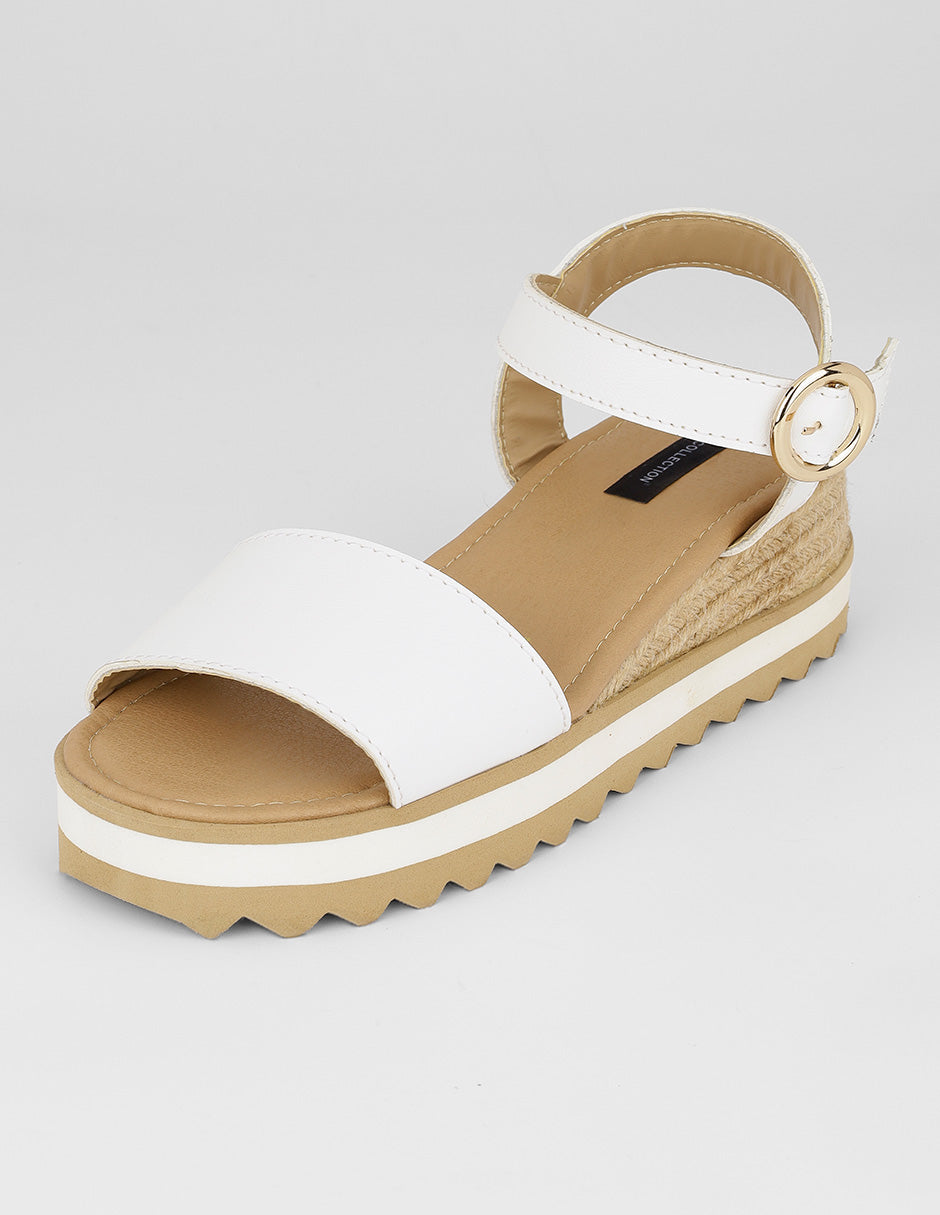 Sandalias con plataforma Naia en Piel vegana – Blanco