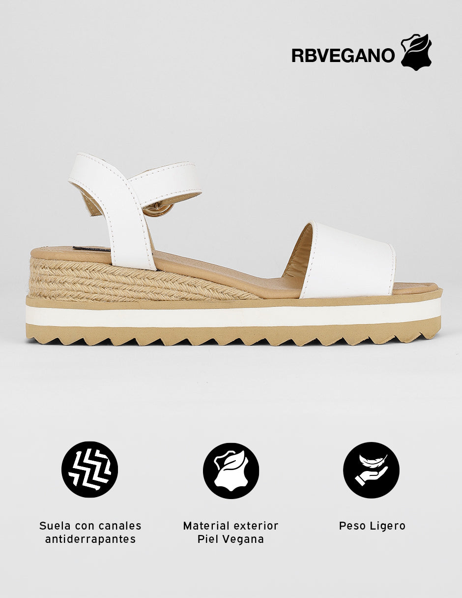 Sandalias con plataforma Naia en Piel vegana – Blanco