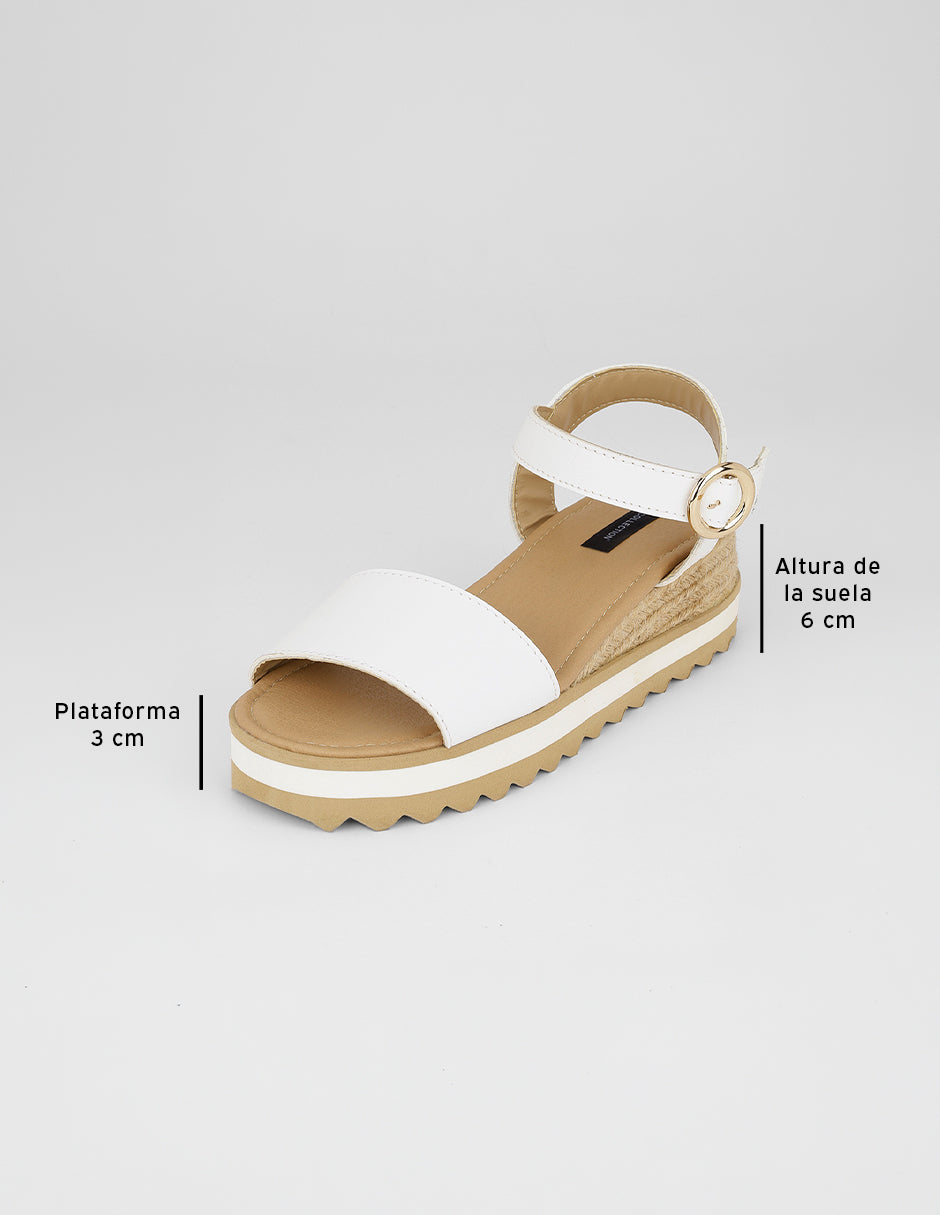 Sandalias con plataforma Naia en Piel vegana – Blanco