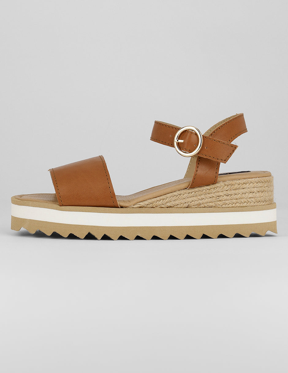 Sandalias con plataforma Exterior Piel vegana Color Café Para Mujer De RBCOLLECTION