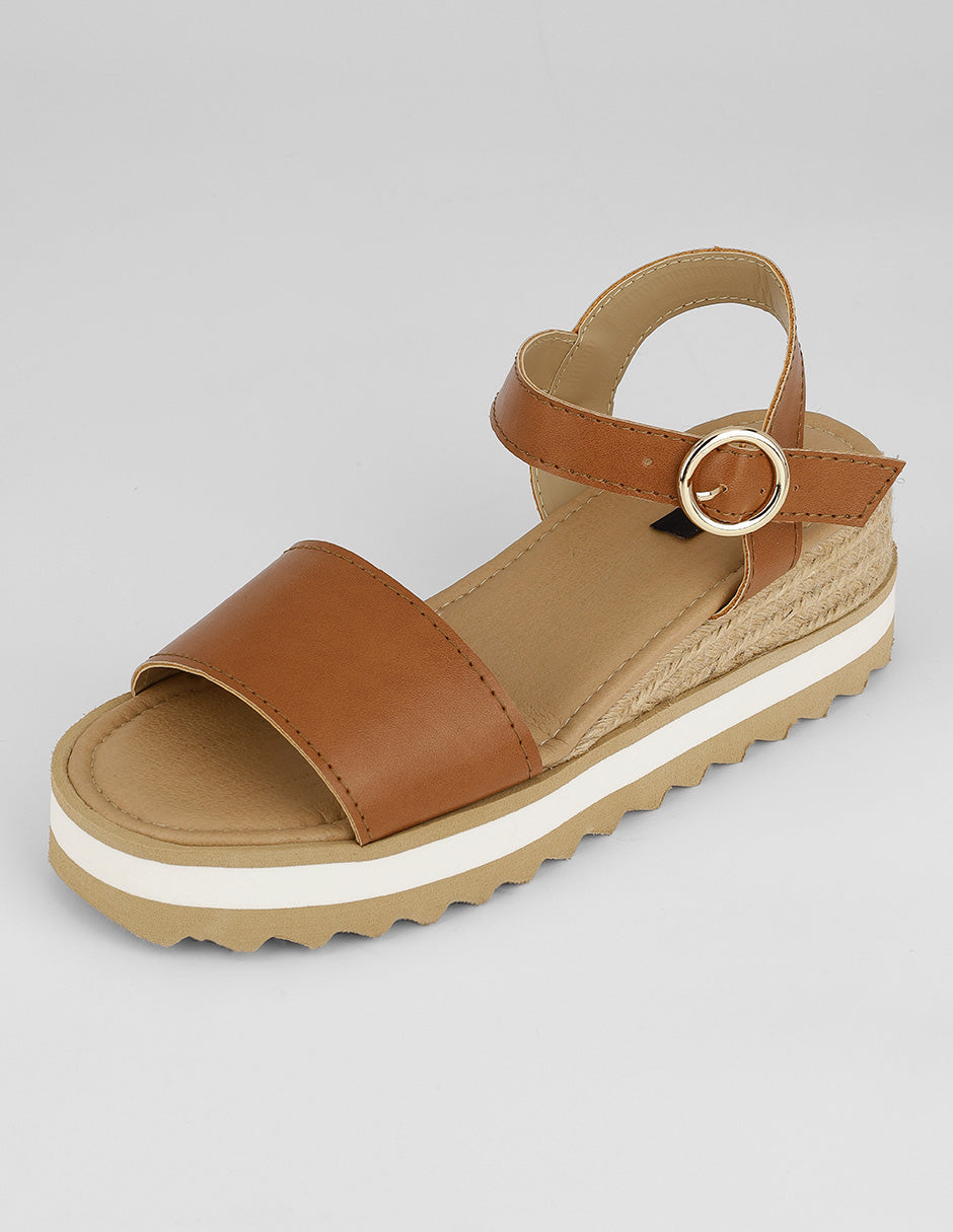 Sandalias con plataforma Naia en Piel vegana – Café