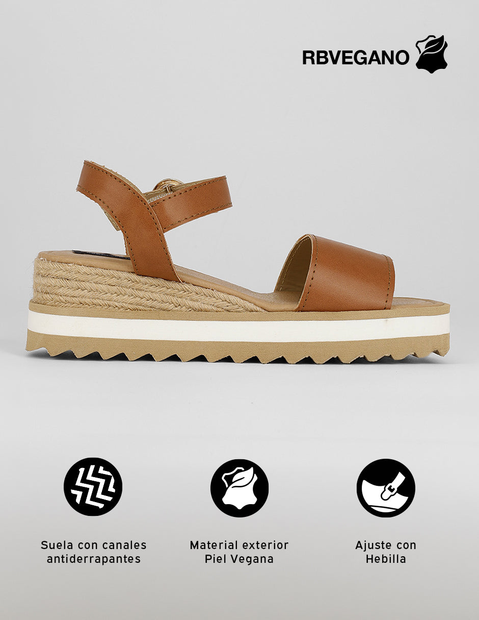 Sandalias con plataforma Naia en Piel vegana – Café