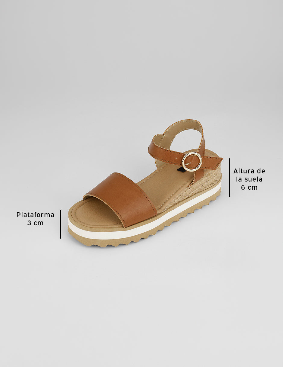 Sandalias con plataforma Naia en Piel vegana – Café