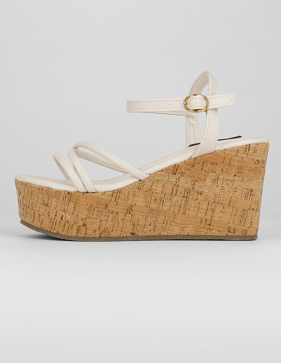Sandalias con plataforma Exterior Piel vegana Color Beige Para Mujer De RBCOLLECTION