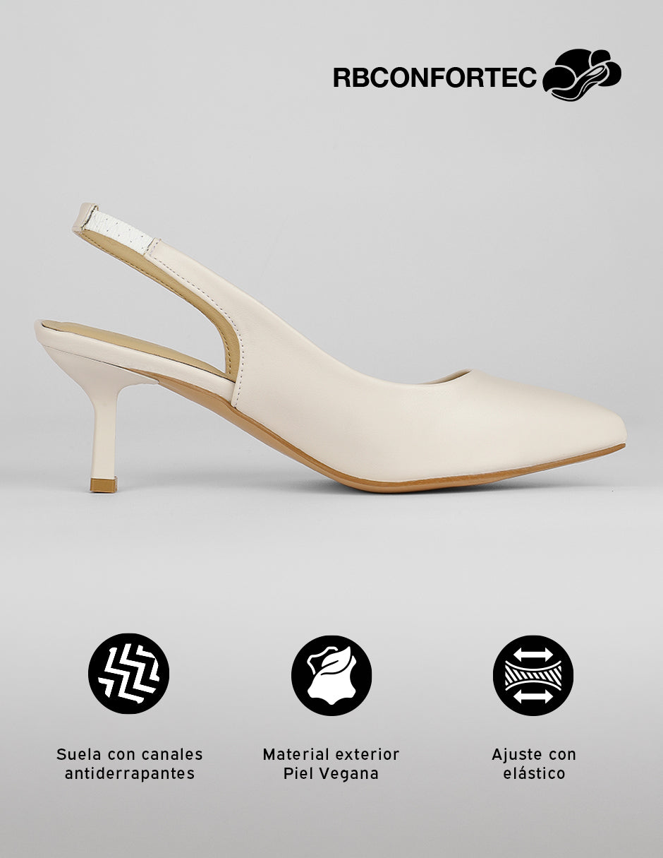 Zapatillas Slingback en Piel vegana – Beige