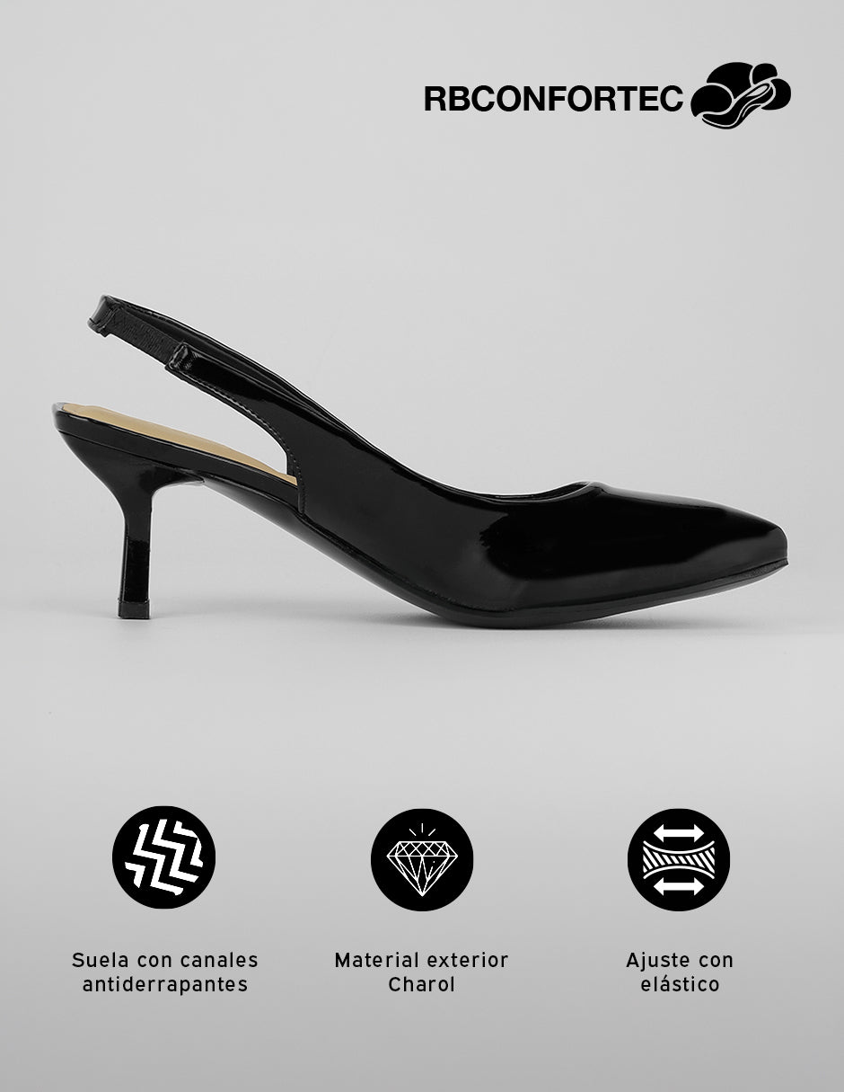 Zapatillas Slingback en Charol – Negro