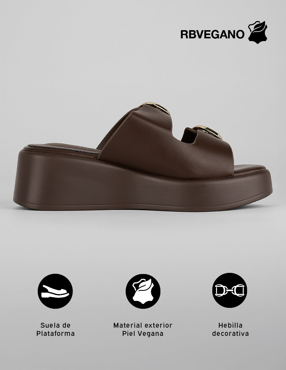 Sandalias con plataforma Yuri en Piel vegana – Café