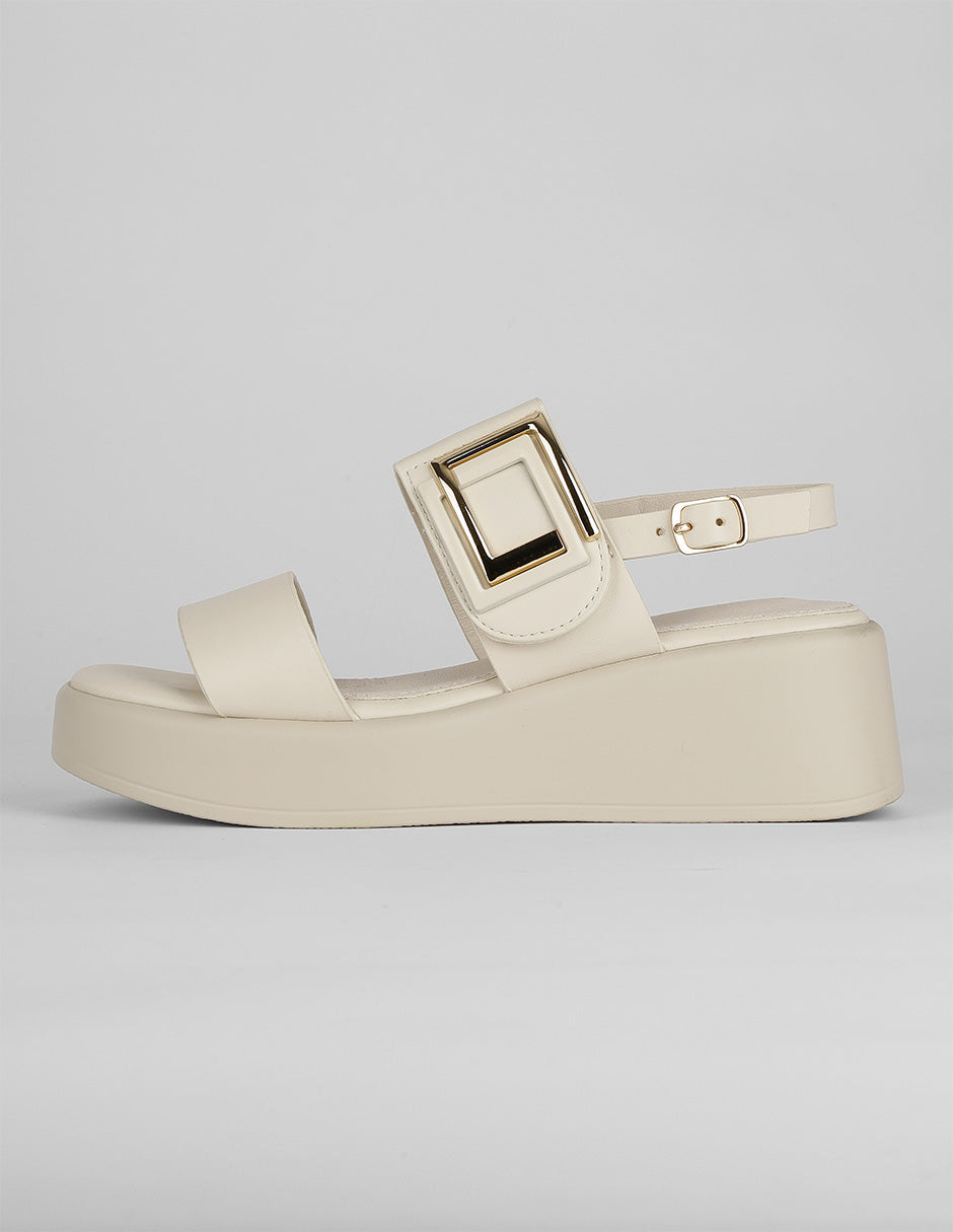 Sandalias con plataforma Exterior Piel vegana Color Beige Para Mujer De RBCOLLECTION