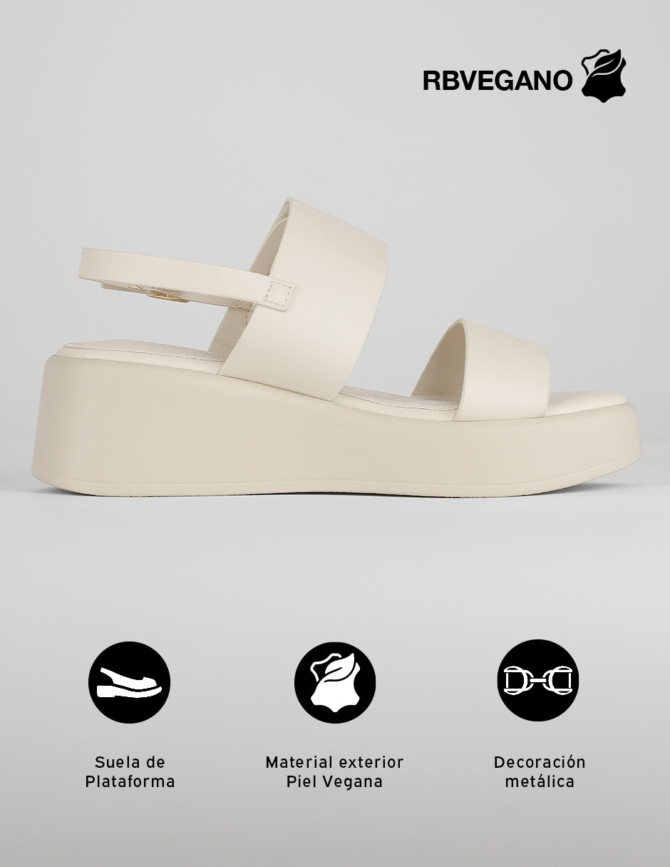 Sandalias con plataforma Brit en Piel vegana – Beige