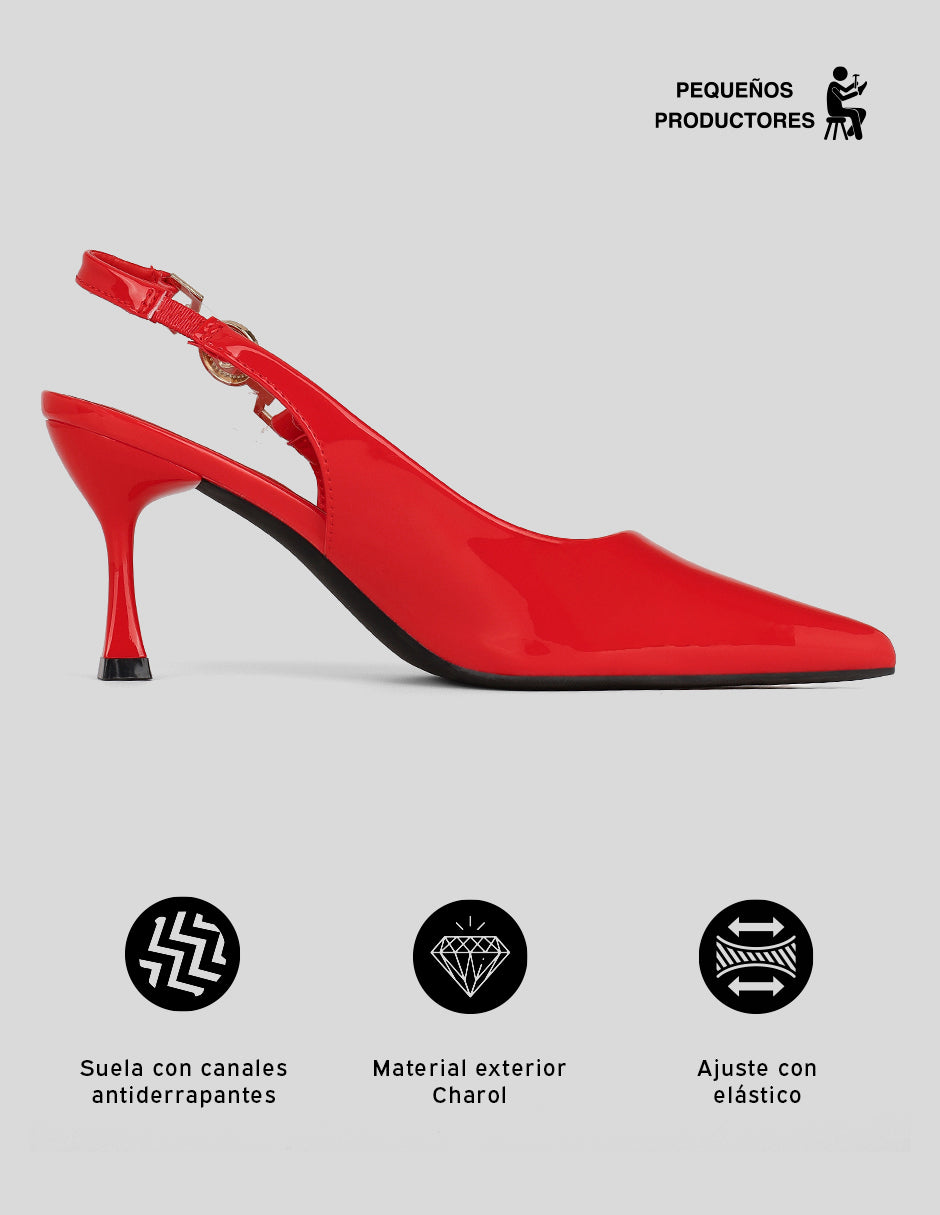 Zapatillas Slingback en Charol – Rojo
