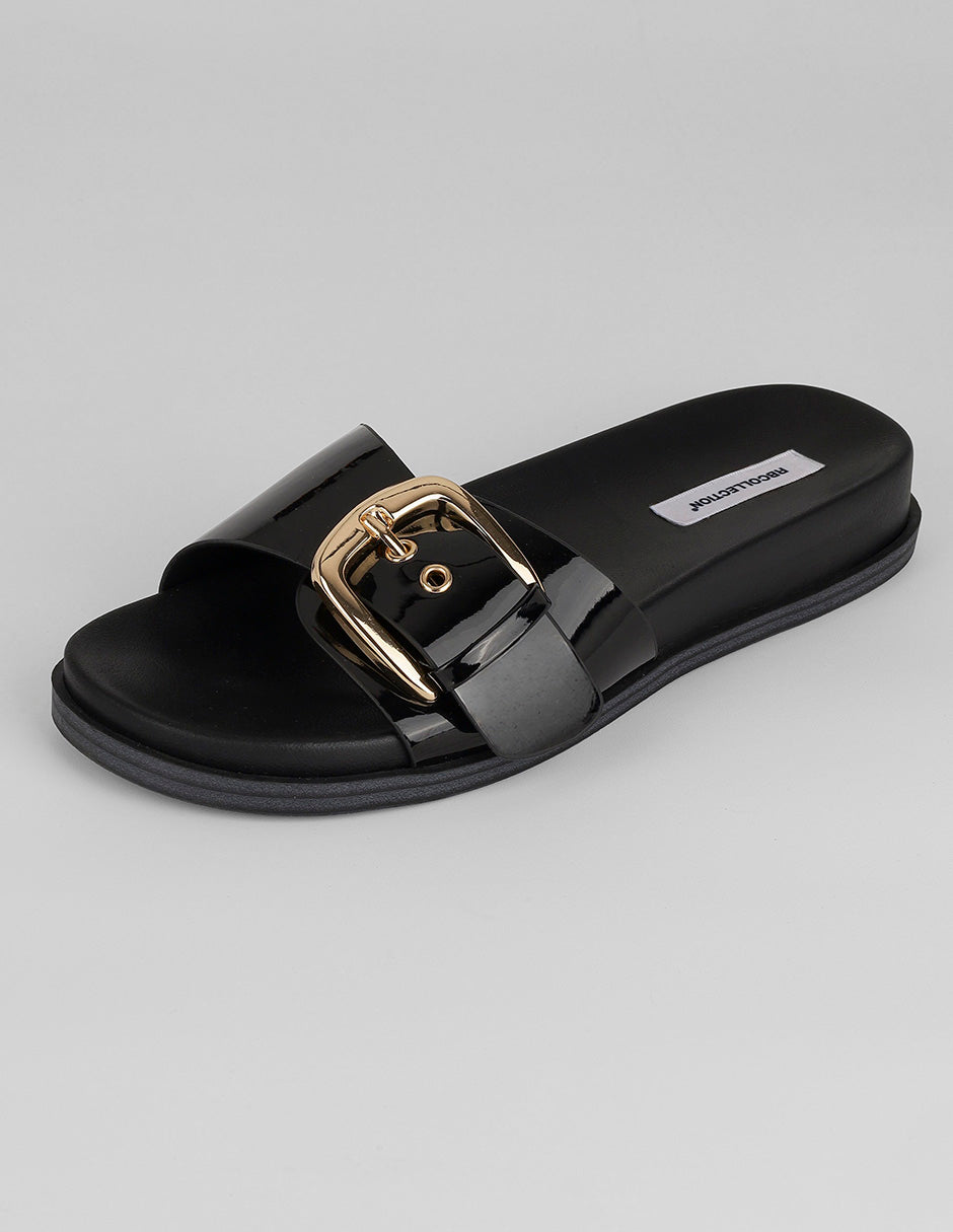 Sandalias de piso Soft en Charol – Negro