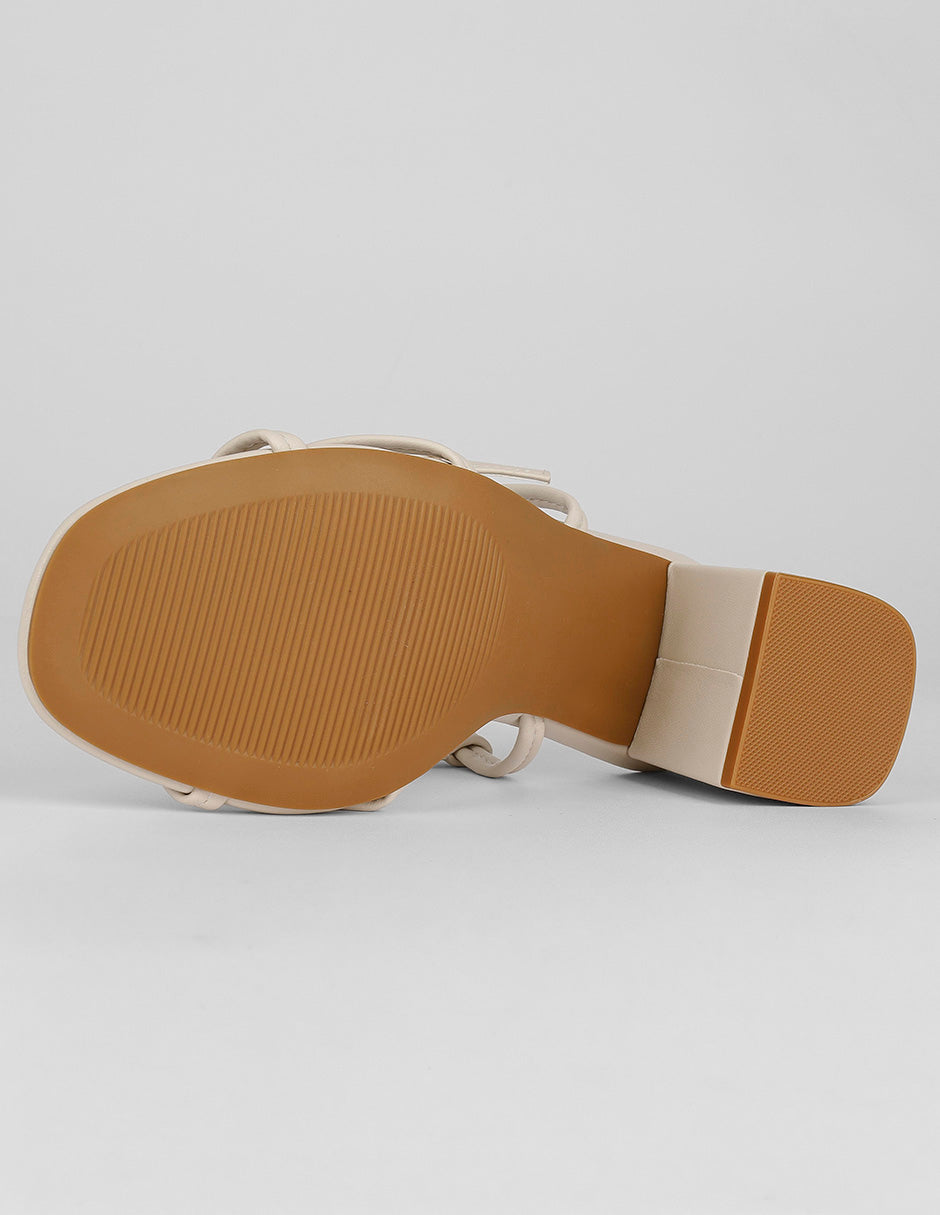 Sandalia con tacón Ave en Piel vegana – Beige