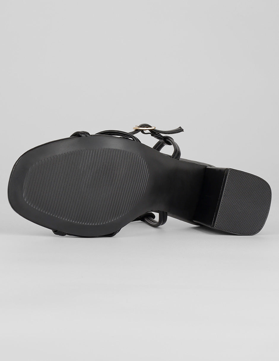 Sandalia con tacón Ave en Piel vegana – Negro